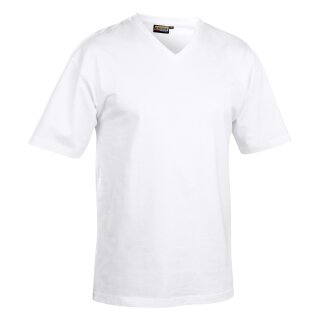 Blakläder T-Shirt, V-Kragen Weiß Größe L