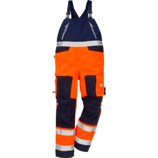 Fristads Kansas Hi-Vis Latzhose 1015 PLU Warnschutz-Orange/Marine Größe D112 2025Auslaufartikel