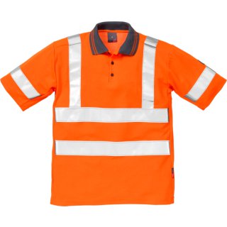 Fristads Kansas Hi-Vis Poloshirt, Kurzarm 7025 TPR Warnschutz-Orange Größe 3XL