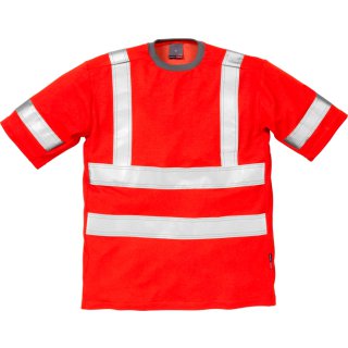 Fristads Kansas Hi-Vis T-Shirt, Kurzarm 7024 TPR Warnschutz-Rot Größe XS