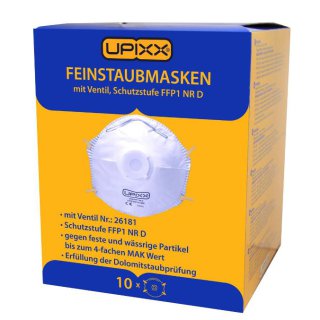 Upixx 26181 Feinstaubmasken FFP1 NR D mit Ventil EN149