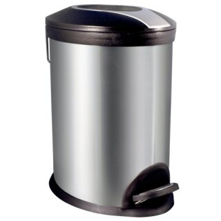 Ilggro Tretabfalleimer oval Edelstahl matt gebürstet + Einsatz 30 l