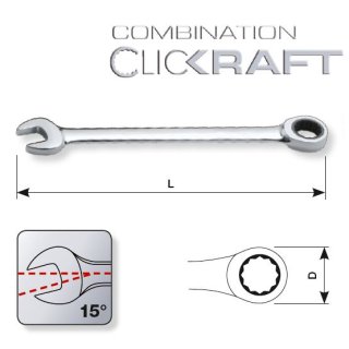 Kraftwerk CombinationClickraft Gabelring-Ratschenschlüssel 22mm