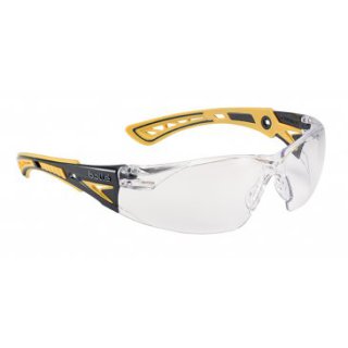 Bollé Rush+ Schutzbrille Bügelbrille Klar mit gelben Bügeln