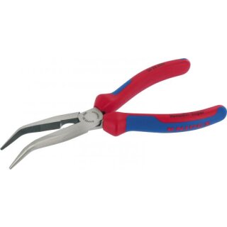 Triuso Flachrundzange abgewinkelt 200mm,m.Schneide,2KGriff oh.SB