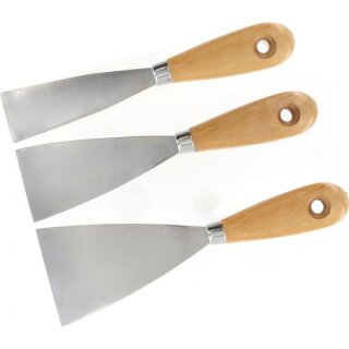 Triuso Spachtel-Set 3-tlg. m. Holz-  griff, 40,60,80 mm, Edelstahl