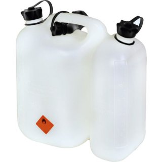 Triuso Kombikanister 5,5L Benzin, 3L Öl, mit Ausgießstutzen, weiß