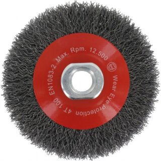 Triuso Kegelscheibenbürste 100mm, Stahl, gew., M14,0,30mm,zweir.