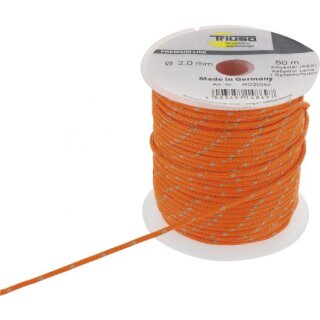 Triuso Reflektorleine 2mm,50m,Orange, floureszierend mit Reflektorfür