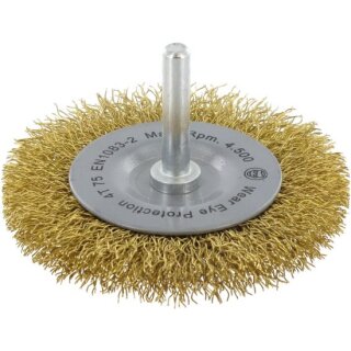Triuso Schaftrundbürste 75x10mm,Mess- ing, 0,30mm, Schaft 6mm, einr.