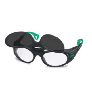Uvex RX cd 5505 Schutzbrille mit Sehstärke flip-up Schweißerschutz in schwarz/grün Scheibe 55mm