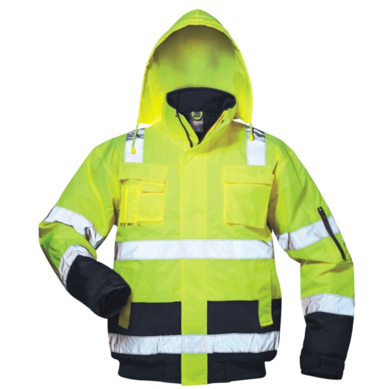 Warnjacke Herren Wasserdicht Pilotenjacke Neongelb/marine