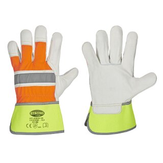 Strong Hand  HIVIS Handschuhe, Rindvollleder, natur, CAT 2