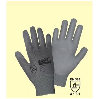 Worky NYLON PU DMF-Frei Feinstrickhandschuh aus gr. Nylon mit gr. PU Beschichtung Gr. 9