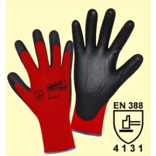 Worky SKINNY PU superdünner Feinstrickhandschuh aus rotem Nylon Gr. 9