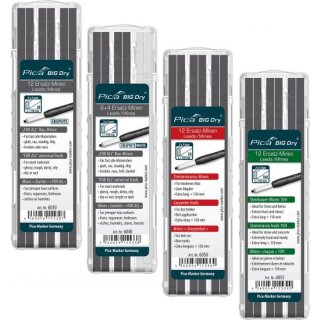 Triuso Ersatzminen Graphit/Weiß für BIG DRY Marker, 12 Stück/Etui