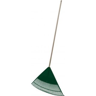 Triuso Laubrechen 78cm, 30 Zähne Kunststoff, grün, Stiel 140cm - Speditionsversand