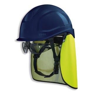 uvex pheos S-KR blau mit Nackenschutz, IES und Schutzbrille - Bauhelm BG förderbar