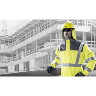 uvex pheos S-KR weiss mit Nackenschutz gelb, IES und Schutzbrille - Bauhelm BG förderbar