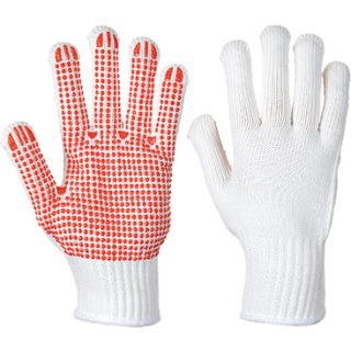 Portwest schwerer genoppter Handschuh weiß-rot in vers Größen