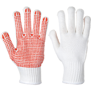Portwest schwerer genoppter Handschuh weiß-rot in vers Größen