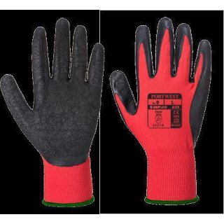 Portwest Flex Grip Latex Handschuh rot-schwarz in vers. Größen