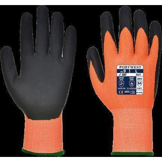 Portwest Vis-Tex PU schnittfester Handschuh in der Farbe Orange-Schwarz und der Größe L