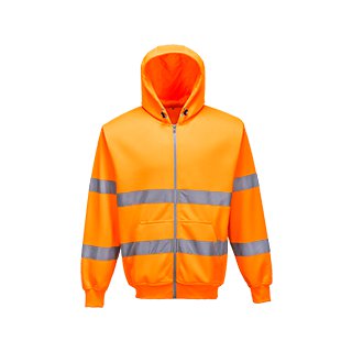 Pullover Warnschutzpullover Pulli Warnschutz Sweatshirt Orange Kaputze MERK-P 