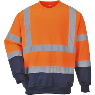 Portwest Warnschutz zweifarbiges Sweatshirt in der Farbe Orange-Marine und der Größe 4XL