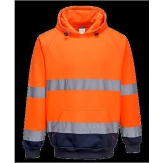 Portwest Warnschutz zweifarbiger Kapuzen Sweater in der Farbe Orange-Marine und der Größe L