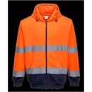Portwest Warnschutz zweifarbigeres Reißverschluss Front Kapuzen-Sweatshirt in der Farbe Orange-Marine und der Größe L