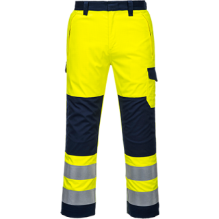 Portwest Warnschutz Modaflame Hose in der Farbe Gelb-Marine und der Größe L