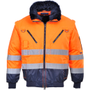 Portwest Warnschutz 3in1 Piloten Jacke in der Farbe Orange-Marine und der Größe L