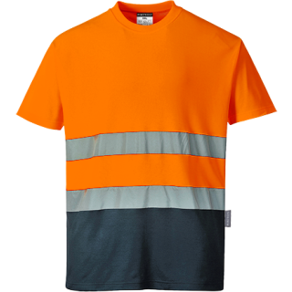 Portwest zweifarbig Baumwoll Comfort T-Shirt in der Farbe Orange-Marine und der Größe L