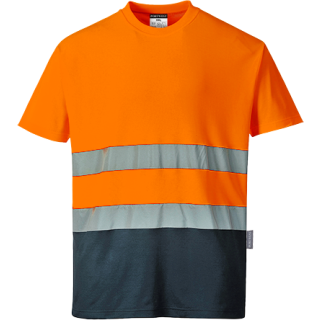 Portwest zweifarbig Baumwoll Comfort T-Shirt in der Farbe Gelb-Marine und der Größe L