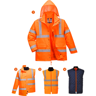 Portwest Warnschutz 4in1 Jacke in der Farbe Orange und der Größe 5XL