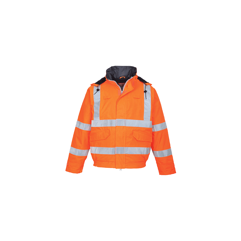 Portwest Bizflame Warnschutz Jacke XXXL - Wasserdichte Mehrnormen-Jacke Gelb/Marine