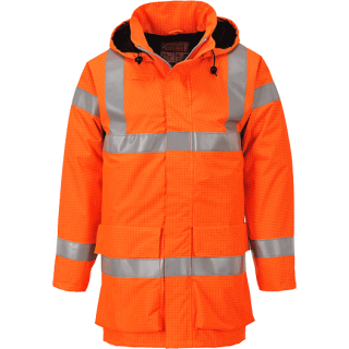 Portwest Bizflame flammhemmende Regen-Jacke in der Farbe Orange und der Größe 3XL