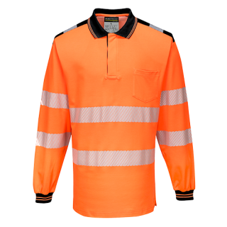 Portwest PW3 Warnschutz Polo-Shirt in der Farbe Orange-Schwarz und der Größe 4XL