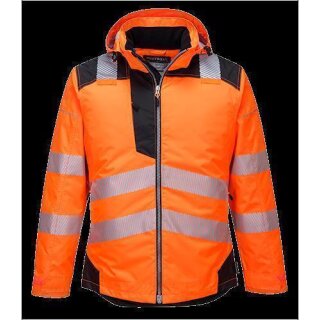 Portwest PW3 Warnschutz Winter Jacke in der Farbe Orange-Schwarz und der Größe XL