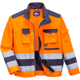 Portwest Lille Warnschutz Jacke in der Farbe Orange-Marine und der Größe L