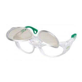 Uvex RX cd 5505 Schutzbrille mit Sehstärke flip-up CBR65 in kristall matt/grün Scheibe 55mm