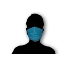 Antibakterielle Baumwoll-Gesichtsmaske, blau Fixiergummi um Hinterkopf