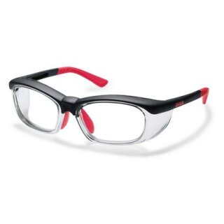 Uvex RX cd 5514 Schutzbrille mit Sehstärke in schwarz/rot Scheibe 55mm Einstärke für die Ferne Polycarbonat inkl. Kratzfestbeschichtung