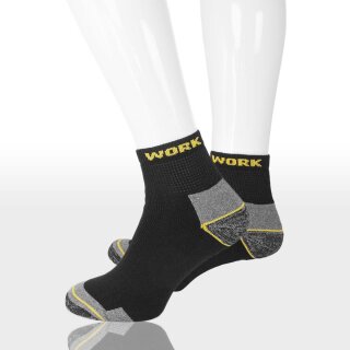 WORK Sneakersocke, schwarz-grau, (3 Paar), gelbe Kontrastnähte 43/46