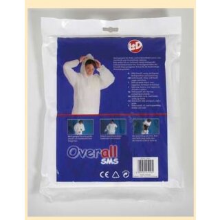 CleanGo SMS-Overall, weiß, 60gr/qm, antistatisch Kapuze + Gummizug, Klasse 3 Gr. XL
