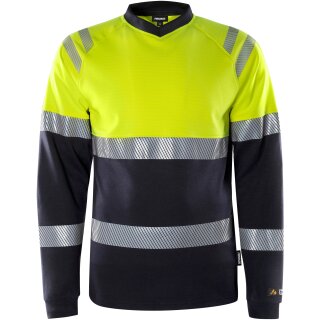 Fristads Flamestat High Vis Langarm-T-Shirt  Kl. 1 7107 TFL Warnschutz-Gelb/Marine 8 Größen