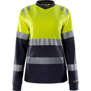 Fristads Damen Flamestat High Vis T-Shirt, La. Kl. 1 7108 TFL Warnschutz-Gelb/Marine 7 Größen