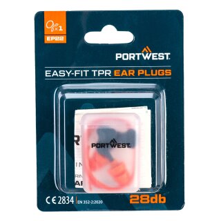 Portwest Easy Fit TPR kabelgebundener Gehörschutzstöpsel (1 Paar)