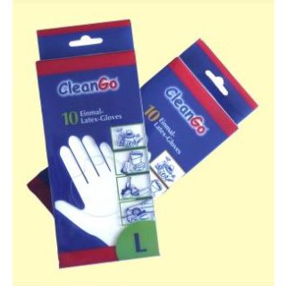 CleanGo Latex-Einmalhandschuh, gepudert 10 St. in Plastik-Spenderbox